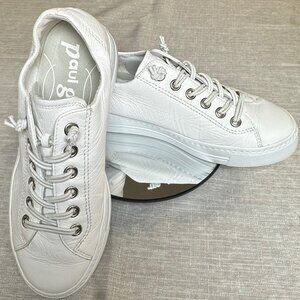 Paul Green Hadley White Leather Sneakers Women’s 7 EU 38 Low Top Comfort Shoes